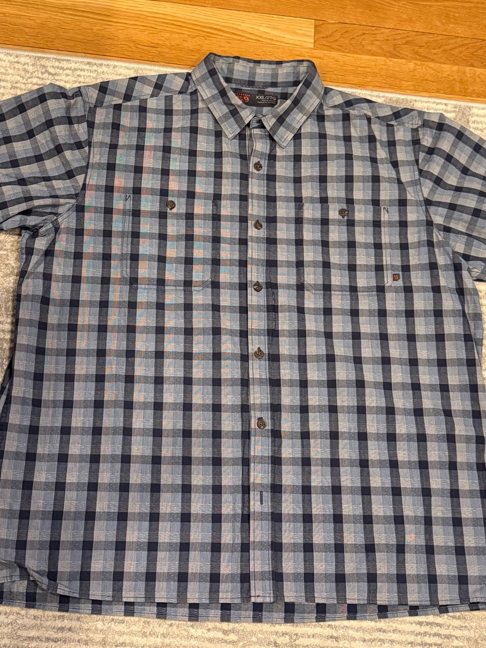Mountain Hard Wear Men’s Blue Check Casual Button-Down Shirt-size XXL